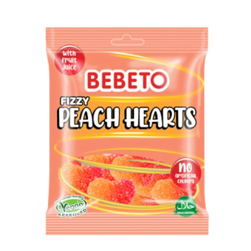 Bebeto Fizzy Peach Hearts 150 G