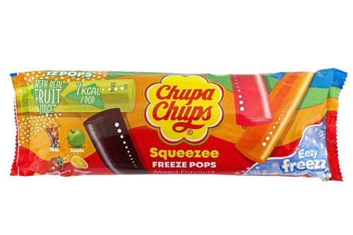 Chupa Chups Squeezee Freeze Pops Mixed Flavours 12 Packs X 45 ML - Chupa Chups Squeezee Freeze Pops Mixed Flavours 12 Packs X 45 ML