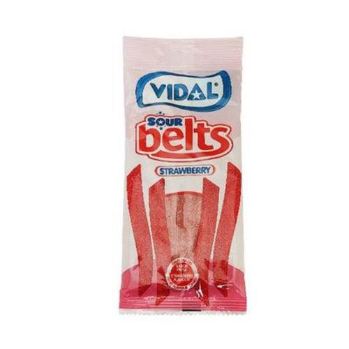 Vidal Sour Belts Strawberry 90 g Gluten Free - Vidal Sour Belts Strawberry 90 g Gluten Free