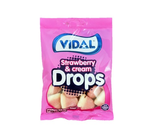 Vidal Strawberry and Cream Drops 90 G Gluten Free - Vidal Strawberry and Cream Drops 90 G Gluten Free