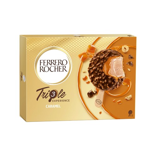 Ferrero Rocher Triple Experience Caramel Ice Cream 3 PCS 180 ML - Ferrero Rocher Triple Experience Caramel Ice Cream 3 PCS 180 ML