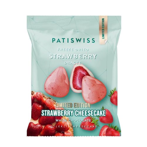 Patiswiss Strawberry Cheesecake White Chocolate Freeze Dried Strawberry Dragee 50 g - Patiswiss Strawberry Cheesecake White Chocolate Freeze Dried Strawberry Dragee 50 g