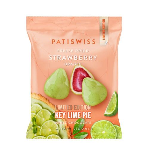 Patiswiss Key Lime Pie White Chocolate Freeze Dried Strawberry Dragee 50 g - Patiswiss Key Lime Pie White Chocolate Freeze Dried Strawberry Dragee 50 g