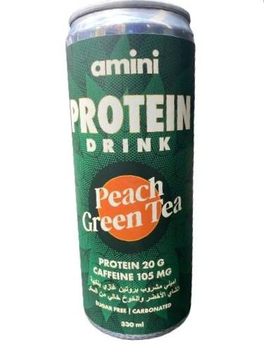 Amini Protein Drink Peach Green Tea Caffein 105 mg Protein 20 g - Amini Protein Drink Peach Green Tea Caffein 105 mg Protein 20 g