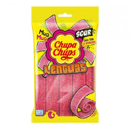 Chupa Chups Strawberry Flavour Sour Belts 90 g - Chupa Chups Strawberry Flavour Sour Belts 90 g