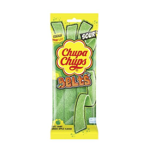 Chupa Chups Green Apple Flavour Sour Belts 90 g - Chupa Chups Green Apple Flavour Sour Belts 90 g