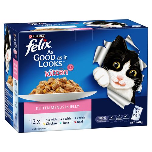 Purina Felix Kitten As Good As It Looks Kitten Menus in Jelly Wet Cat Food 12 PCS x 85 g - Purina Felix Kitten As Good As It Looks Kitten Menus in Jelly Wet Cat Food 12 PCS x 85 g