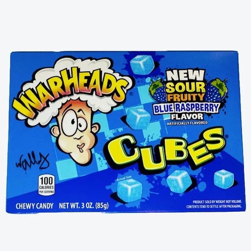 WARHEADS Sour Blue Raspberry Cubes Box 85 g - WARHEADS Sour Blue Raspberry Cubes Box 85 g