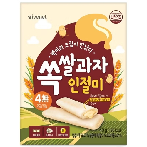 Ivenet Korean Flat Rice Cracker Filled With Cream 40 g - Ivenet Korean Flat Rice Cracker Filled With Cream 40 g