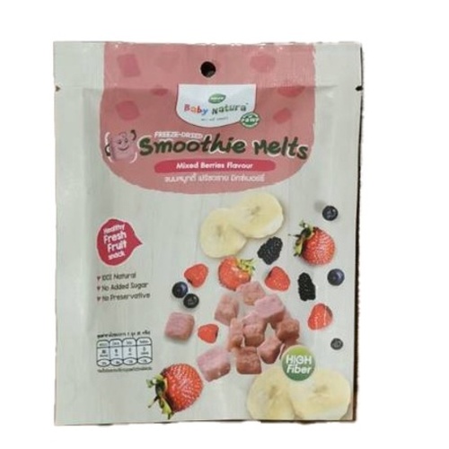 Baby Natura Freeze Dried Smoothie Melts Mixed Berries Flavour 8 g - Baby Natura Freeze Dried Smoothie Melts Mixed Berries Flavour 8 g