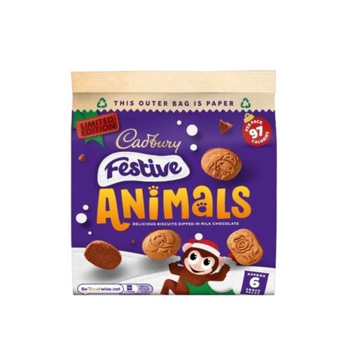 Cadbury Festive Animals Biscuits Dipped In Milk Chocolate 119 g - Cadbury Festive Animals Biscuits Dipped In Milk Chocolate 119 g