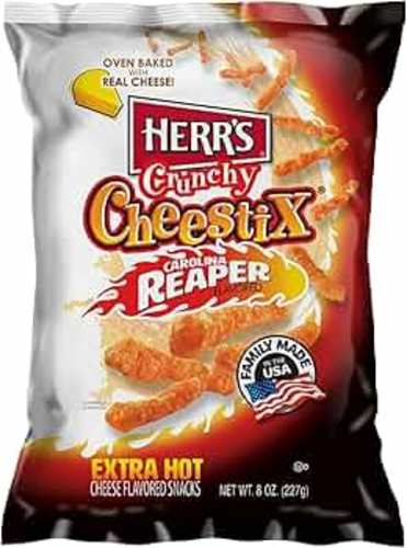 Herr's Crunchy Carolina Reaper Cheestix Extra Hot Flavored Snacks 227 g - Herr's Crunchy Carolina Reaper Cheestix Extra Hot Flavored Snacks 227 g