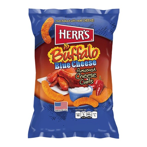 Herr's Buffalo Blue Cheese Flavoured Cheese Curls 170 g - Herr's Buffalo Blue Cheese Flavoured Cheese Curls 170 g