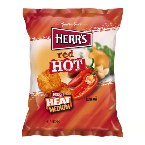 Herr's Red Hot Medium Heat Potato Chips 28 g - Herr's Red Hot Medium Heat Potato Chips 28 g