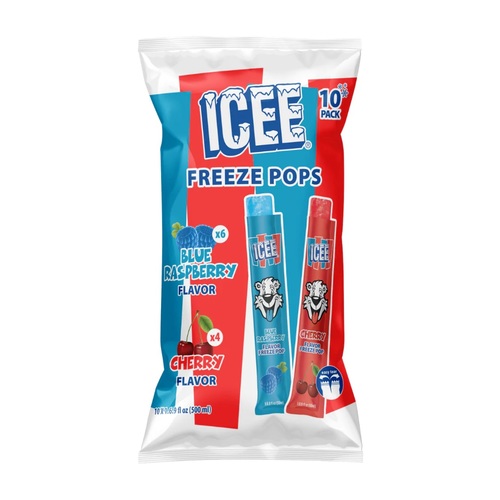 ICEE Freeze Pops Blue Raspberry & Cherry Bag 10 PCS 500 ML - ICEE Freeze Pops Blue Raspberry & Cherry Bag 10 PCS 500 ML