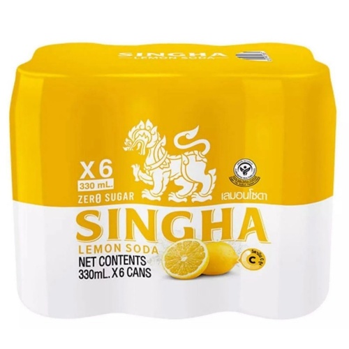 SINGHA LEMON SODA ZERO SUGAR 6 PCS X 330 ML - SINGHA LEMON SODA ZERO SUGAR 6 PCS X 330 ML