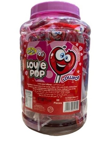 Jojo Lollipop Love Pop Straeberry 60 Pcs X 14 g - Go Go Lollipop Love Pop Straeberry 60 Pcs X 14 g