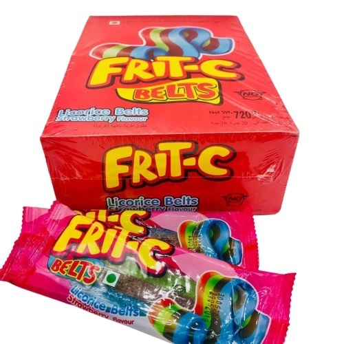 Frit-C Sour Belts Strawberry Flavour 36 PCS X 20 g - Frit-C Sour Belts Strawberry Flavour 36 PCS X 20 g