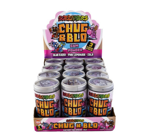 Screamers Gum Powder Chug & Blo 12 PCS X 55 g - Screamers Gum Powder Chug & Blo 12 PCS X 55 g