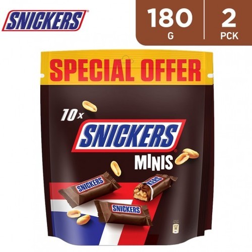 Offer 2 Bags Of Snickers Minis 10 PCS 180 g - Offer 2 Bags Of Snickers Minis 10 PCS 180 g