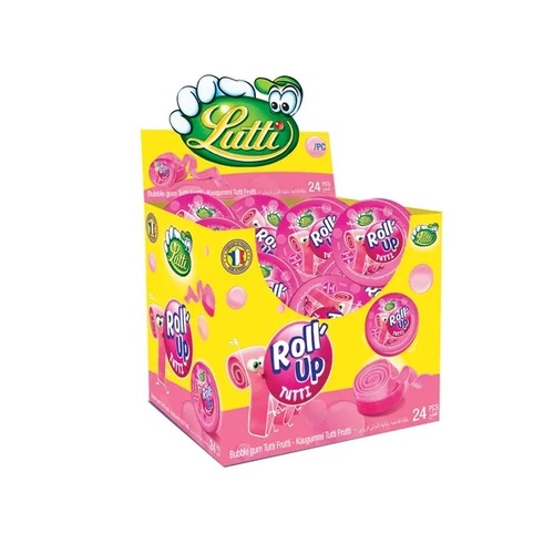 Lutti Tutti Frutti Roll Up Bubble Gum 24 PCS X 29 g - Lutti Tutti Frutti Roll Up Bubble Gum 24 PCS X 29 g