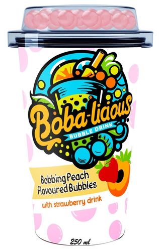 Bobalicious Peach Strawberry Bubble Drink 250 ml - Bobalicious Peach Strawberry Bubble Drink 250 ml