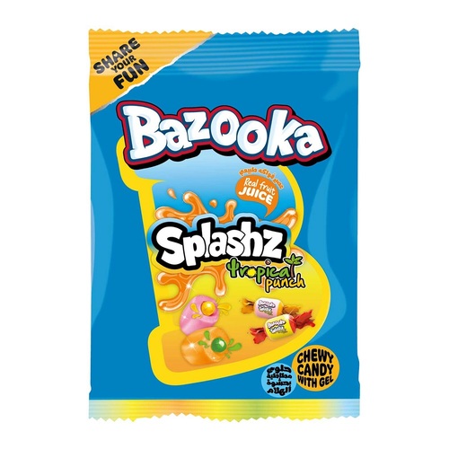 Bazooka Splashz Chewy Tropical Punch Candy 120 g - Bazooka Splashz Chewy Tropical Punch Candy 120 g