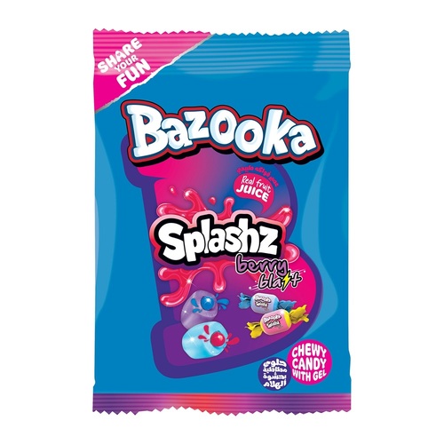 Bazooka Splashz Chewy Berry Blast Candy 120 g - Bazooka Splashz Chewy Berry Blast Candy 120 g