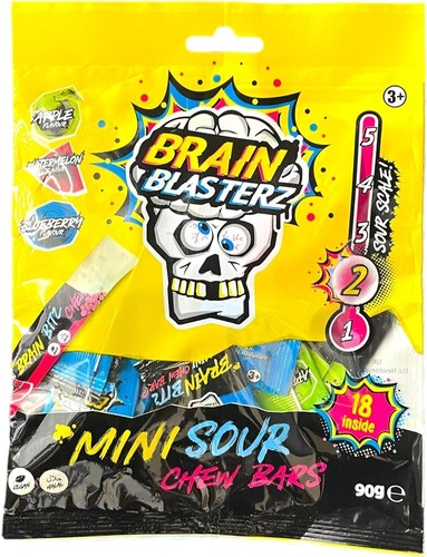 Brain Blasterz Mini Sour Brain Bitz Chew Bars 90 g - Brain Blasterz Mini Sour Brain Bitz Chew Bars 90 g
