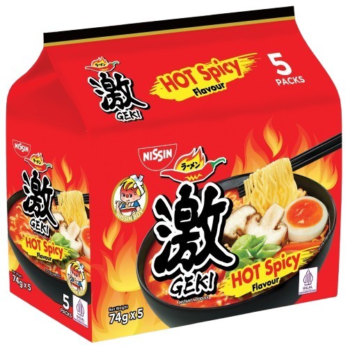 Nissin Geki Hot Spicy Noodles 5 Pcs X 74 g - Nissin Geki Hot Spicy Noodles 5 Pcs X 74 g