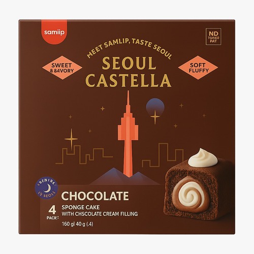Samlip Seoul Castella Sponge Cake Chocolate 4 Pcs X 90 g - Samlip Seoul Castella Sponge Cake Chocolate 4 Pcs X 90 g