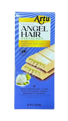 Artu Famous Angel Hair White Chocolate & Pistachios & Cotton Candy 80 g - Arto Famous Angel Hair White Chocolate & Pistachios & Cotton Candy 80 g