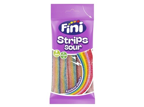 Fini Strips Sour Rainbow Shocks Jelly 100 g - Fini Strips Sour Rainbow Shocks Jelly 100 g