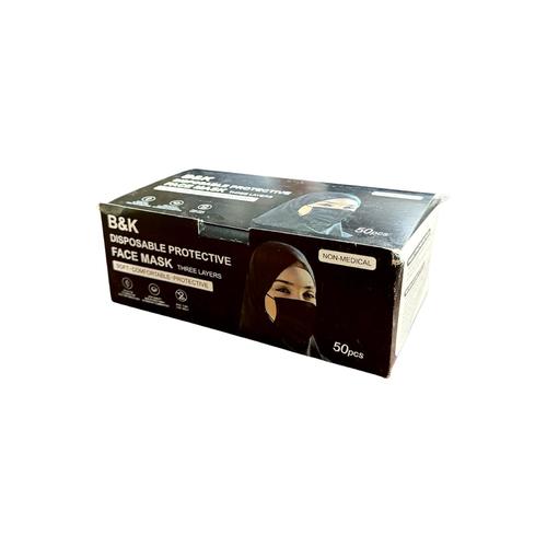 3 Layers Protective Face Mask Black 50 Pieces - 3 Layers Protective Face Mask Black 50 Pieces