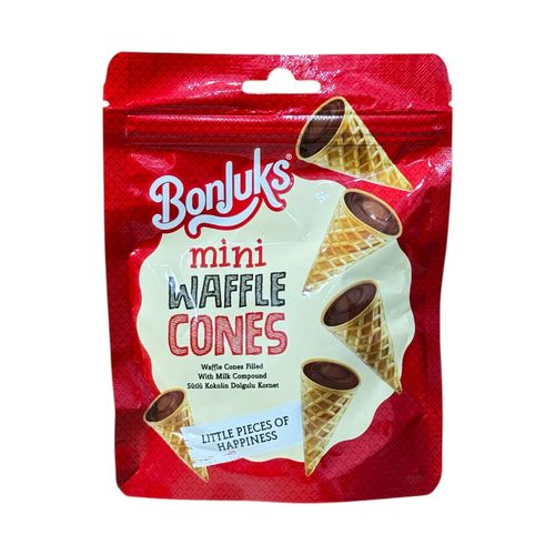 Bonjuks Mini Milk Chocolate Filled Cornet Wafer 50 g - Bonjuks Mini Milk Chocolate Filled Cornet Wafer 50 g