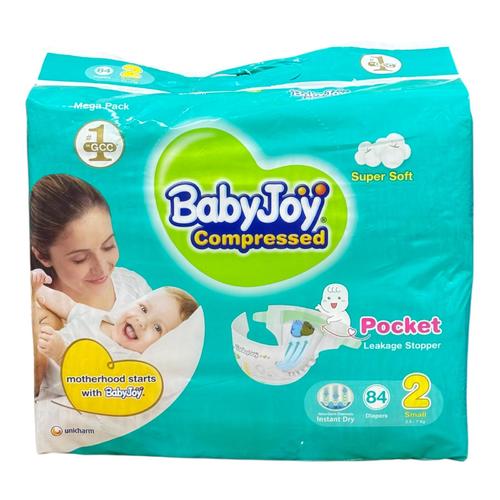 Baby Joy Compressed Size 2 Small 3.5 - 7 kg Diapers 84 Pcs - Baby Joy Compressed Size 2 Small 3.5 - 7 kg Diapers 84 Pcs