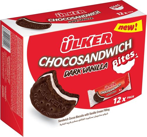 Ulker Dark Vanilla Chocosandwich Biscuit Bites 12 Pcs X 32 g - Ulker Dark Vanilla Chocosandwich Biscuit Bites 12 Pcs X 32 g
