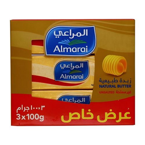 Almarai Unsalted Natural Butter 3 Pcs X 100 g - Almarai Unsalted Natural Butter 3 Pcs X 100 g