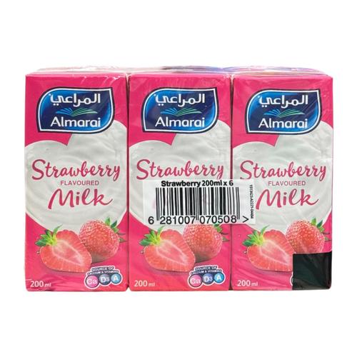Almarai Strawberry Milk Low Fat 6 Pcs X 200 ml - Almarai Strawberry Milk Low Fat 6 Pcs X 200 ml