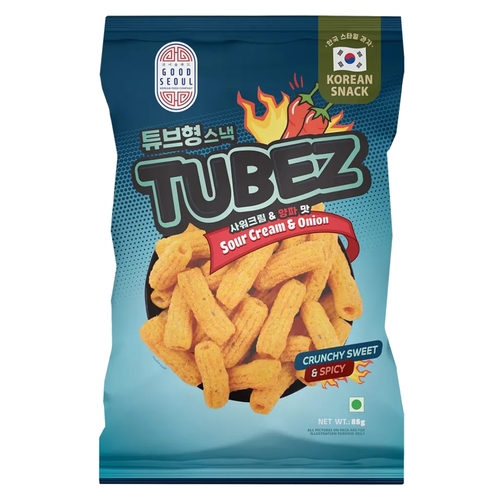 Good Seoul Korean Tubez Onion & Cream Crispy Spicy 85 g - Good Seoul Korean Tubes Onion & Cream Crispy Spicy 85 g