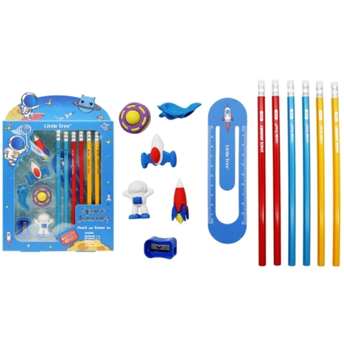 Little Tree Astronaut Pencil and Eraser Set 13 Pcs - Little Tree Astronaut Pencil and Eraser Set 13 Pcs