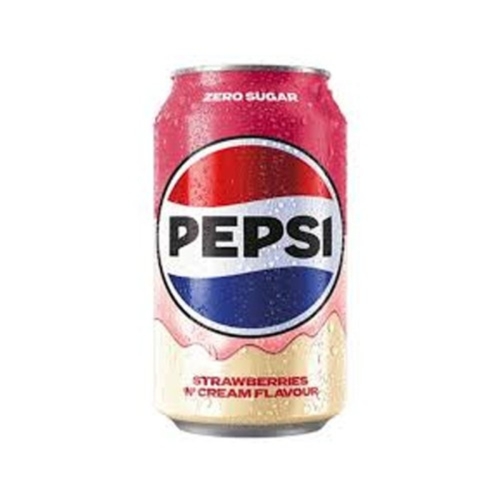 Pepsi Zero Sugar Cream Strawberry Soft Drink 330 ml - Pepsi Zero Sugar Cream Strawberry Soft Drink 330 ml