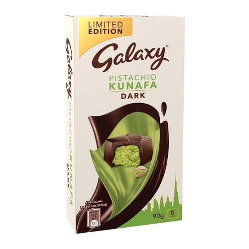 Galaxy kakaw Al Haba Dark Chocolate with Pistachio Kunafa Filling 90 g - Galaxy kakaw Al Haba Dark Chocolate with Pistachio Kunafa Filling 90 g