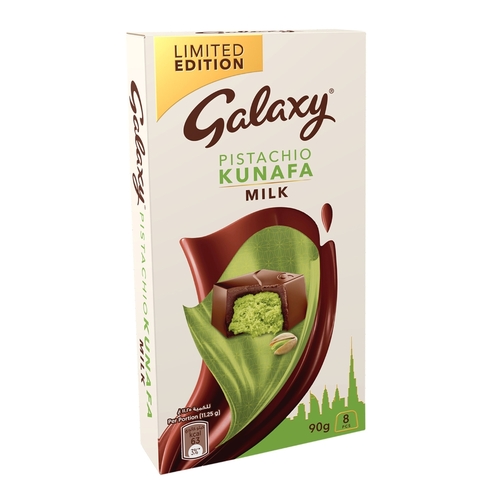 Galaxy kakaw Al Haba Milk Chocolate with Pistachio Kunafa Filling 90 g - Galaxy kakaw Al Haba Milk Chocolate with Pistachio Kunafa Filling 90 g