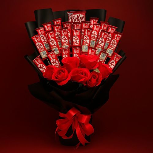 Bouquet Flowers Red KitKat - Bouquet Flowers Red KitKat