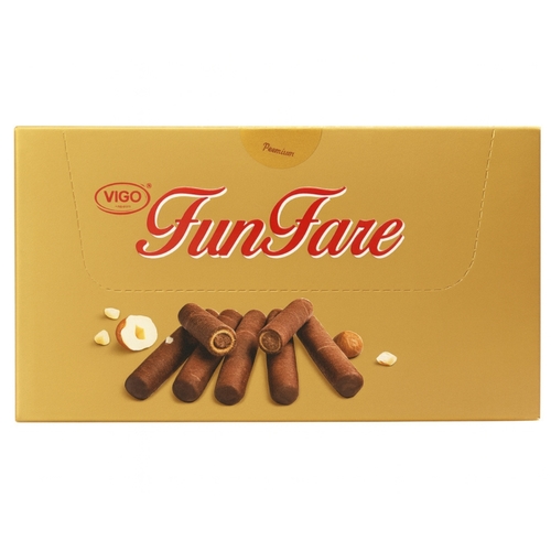 Vigo FunFare Wafer Roll Hazelnut Filled 4 Pcs X 30 g - Vigo Fun Fare Wafer Roll Hazelnut Filled 4 Pcs X 30 g