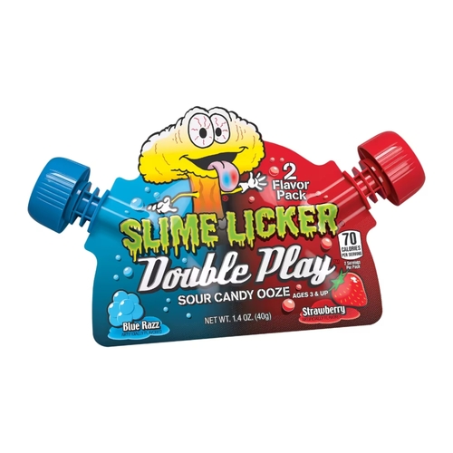 Toxic Waste Slime Licker Double Play Sour Candy Blue Razz & Strawberry Flavor 40 g - Toxic Waste Slime Licker Double Play Sour Candy Blue Razz & Strawberry Flavor 40 g
