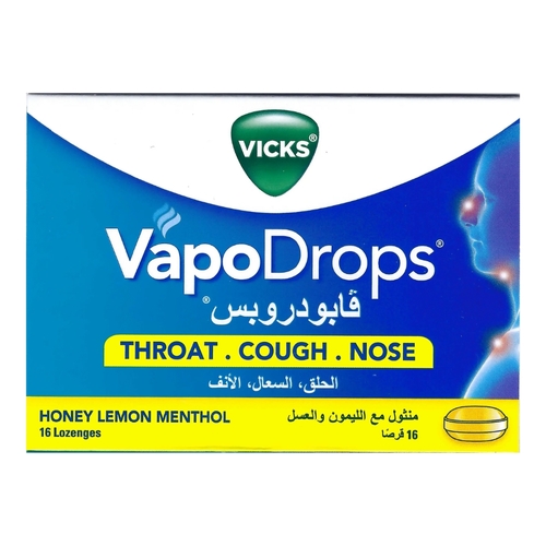 Vicks VapoDrops Honey Lemon Menthol 16 Lozenges - Vicks VapoDrops Honey Lemon Menthol 16 Lozenges