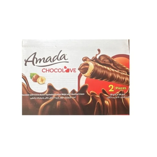 Amada Chocolove Wafer Rool Milk Chocolate With Hazelnut 24 Pcs X 18 g - Amada Chocolove Wafer Rool Milk Chocolate With Hazelnut 24 Pcs X 18 g