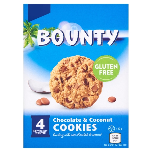 Bounty Chocolate & Coconut Cookies 4 Pcs X 30 g - Bounty Chocolate & Coconut Cookies 4 Pcs X 30 g